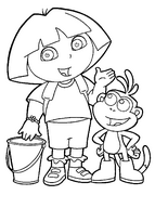 coloriage dora et babouche et le seau